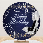 Lofaris Round Blue And Silver Pearl Happy Birthday Backdrop